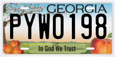 GA license plate PYW0198
