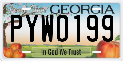 GA license plate PYW0199