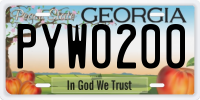 GA license plate PYW0200