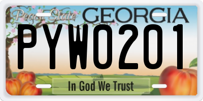 GA license plate PYW0201
