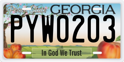 GA license plate PYW0203