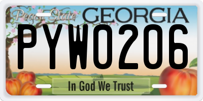 GA license plate PYW0206