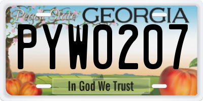 GA license plate PYW0207