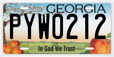 GA license plate PYW0212