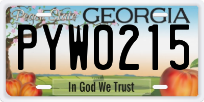 GA license plate PYW0215