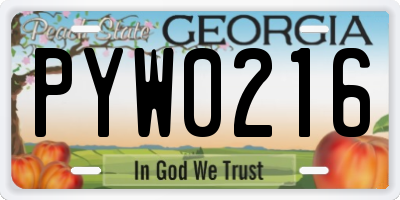 GA license plate PYW0216