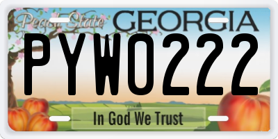 GA license plate PYW0222