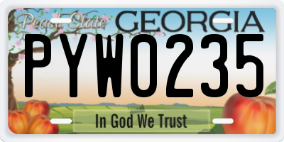 GA license plate PYW0235
