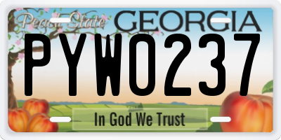GA license plate PYW0237