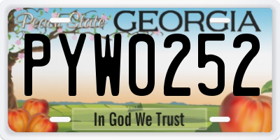 GA license plate PYW0252
