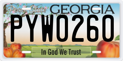 GA license plate PYW0260