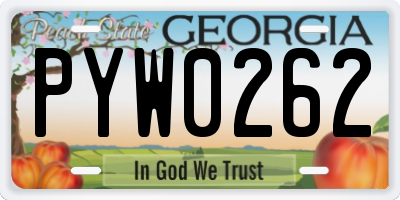 GA license plate PYW0262