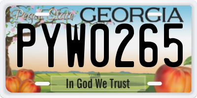 GA license plate PYW0265