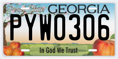 GA license plate PYW0306