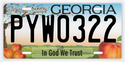 GA license plate PYW0322