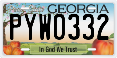 GA license plate PYW0332