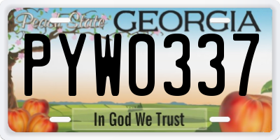 GA license plate PYW0337