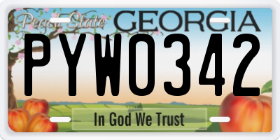 GA license plate PYW0342