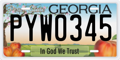 GA license plate PYW0345