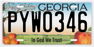 GA license plate PYW0346