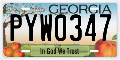 GA license plate PYW0347