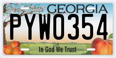 GA license plate PYW0354