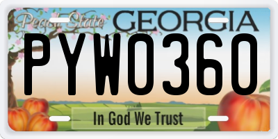 GA license plate PYW0360