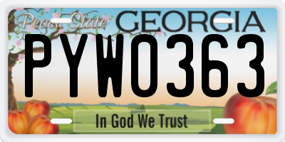 GA license plate PYW0363