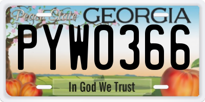 GA license plate PYW0366