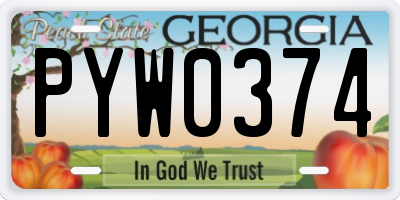 GA license plate PYW0374