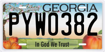 GA license plate PYW0382