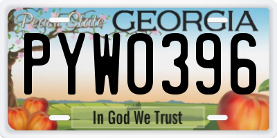 GA license plate PYW0396