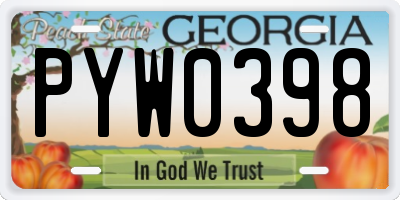 GA license plate PYW0398