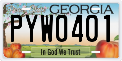 GA license plate PYW0401