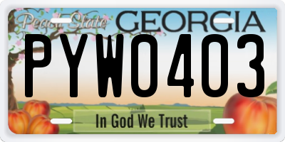GA license plate PYW0403