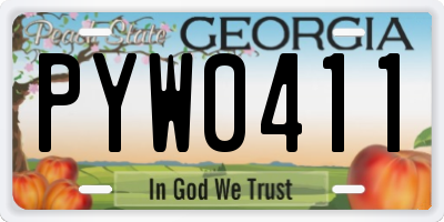 GA license plate PYW0411