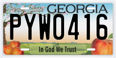GA license plate PYW0416