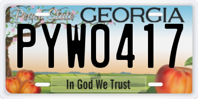 GA license plate PYW0417