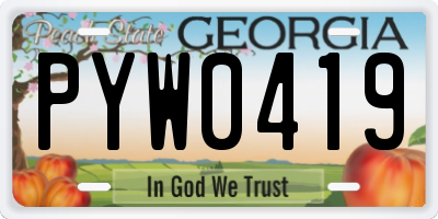 GA license plate PYW0419