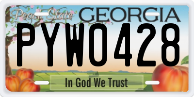 GA license plate PYW0428