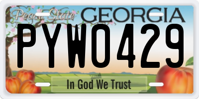 GA license plate PYW0429