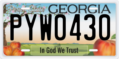 GA license plate PYW0430
