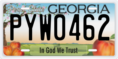 GA license plate PYW0462