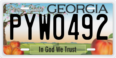 GA license plate PYW0492