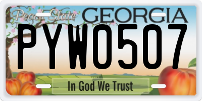 GA license plate PYW0507