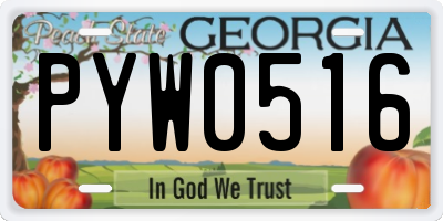 GA license plate PYW0516