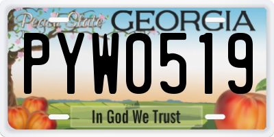 GA license plate PYW0519