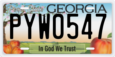 GA license plate PYW0547