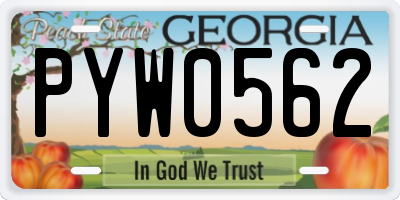 GA license plate PYW0562
