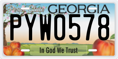 GA license plate PYW0578